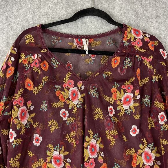 Anthropologie Feather Bone Giralda Top Womens Medium Floral Embroidered Fairy - Picture 3 of 16
